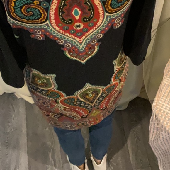 PTP 18 inches with stretch length 31” bohemian flare tunic dress 95% rayon - Picture 2 of 9